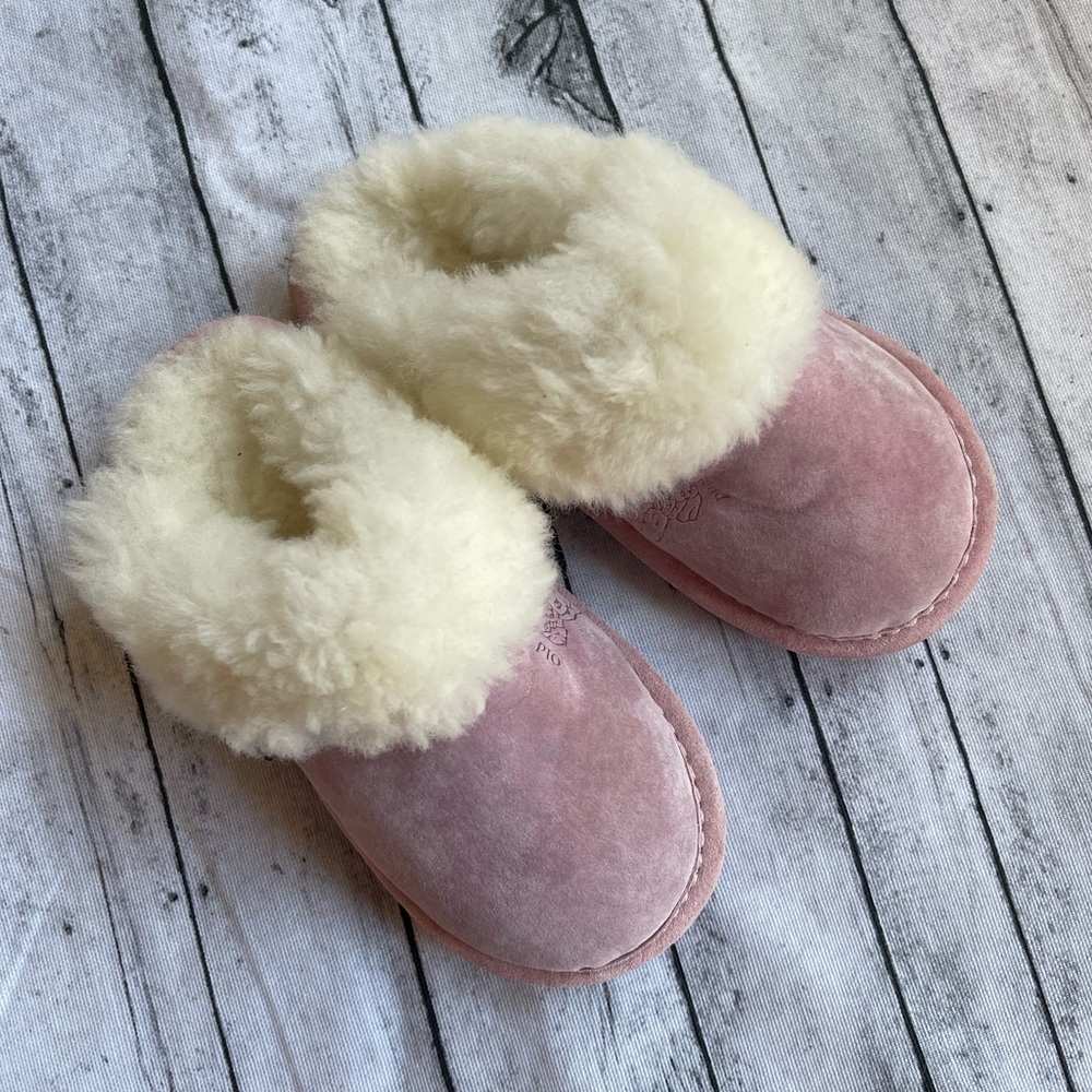 Old Friend children's acrylic fleece-lined pink scuff slippers - Picture 6 of 10